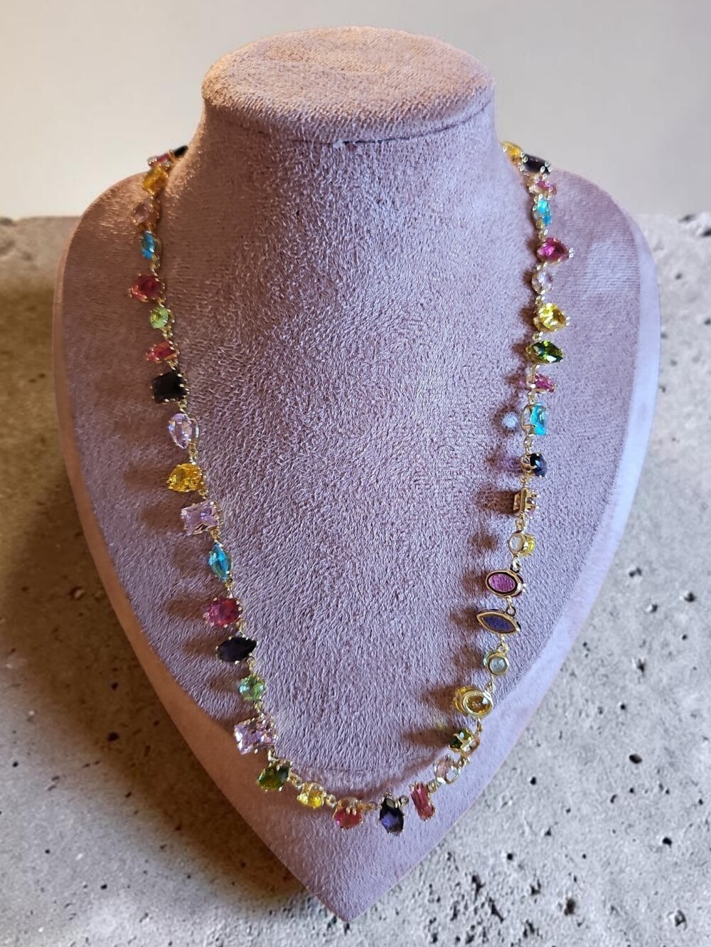 Camila Coehlo  Nwt Multicolor Gold-Plated Gemstone Necklace